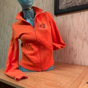 Zumba Size S Orange Zip Jacket with Zumba Logo & Instructor Print, Pockets